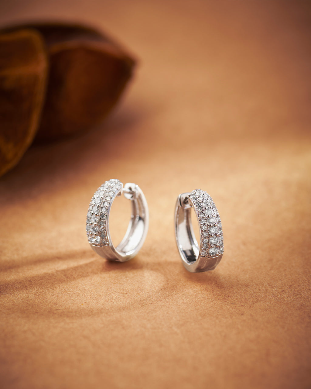 Three Row Tapered Hoops, 14K Solid Gold, 5/8 ct Lab Grown Diamond-6