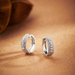 Three Row Tapered Hoops, Sterling Silver, 5/8 ct Lab Grown Diamond-6