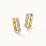 Small Rectangular Diamond Hoops, 14K Gold Vermeil, 1/3 ct Lab Grown Diamond-3