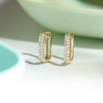 Small Rectangular Diamond Hoops, 14K Solid Gold, 1/3 ct Lab Grown Diamond-1