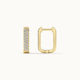 Small Rectangular Diamond Hoops, 14K Gold Vermeil, 1/3 ct Lab Grown Diamond-5