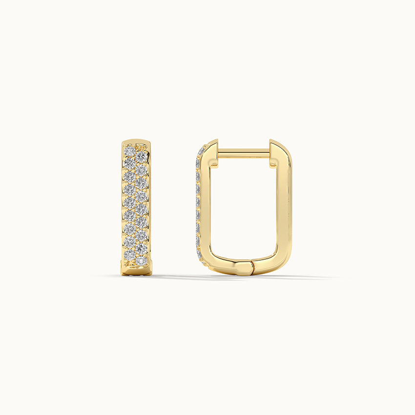 Small Rectangular Diamond Hoops, 14K Gold Vermeil, 1/3 ct Lab Grown Diamond-5