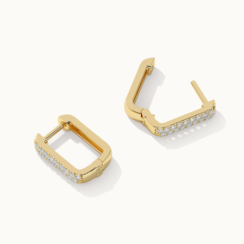 Small Rectangular Diamond Hoops, 14K Gold Vermeil, 1/3 ct Lab Grown Diamond-6
