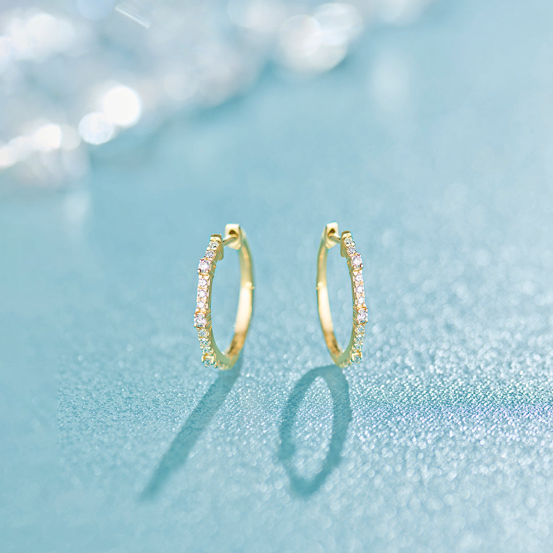 Small Station Diamond Hoops, 14K Gold Vermeil, 1/4 ct Lab Grown Diamond-1