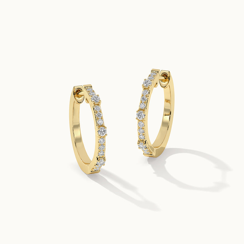 Small Station Diamond Hoops, 14K Gold Vermeil, 1/4 ct Lab Grown Diamond-3