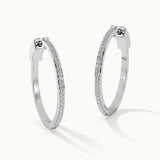 Large Pave Diamond Hoops, Sterling Silver, 3/8 ct Lab Grown Diamond-3