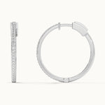 Large Pave Diamond Hoops, Sterling Silver, 3/8 ct Lab Grown Diamond-6