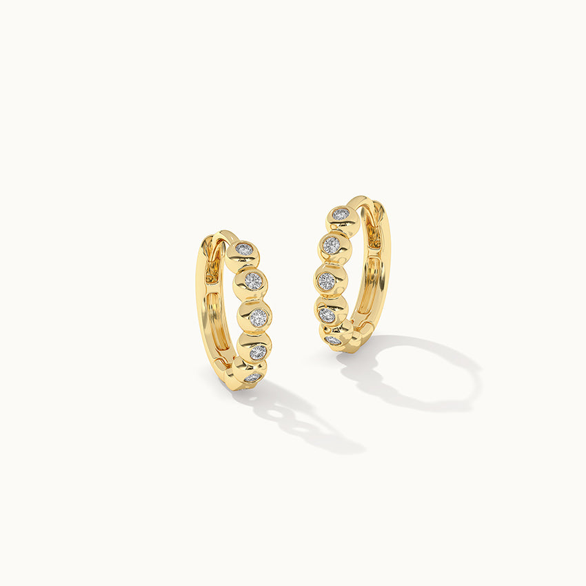 Bezel-Set Diamond Hoops, 14K Solid Gold, 1/6 ct Lab Grown Diamond-3
