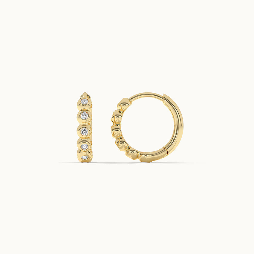 Bezel-Set Diamond Hoops, 14K Solid Gold, 1/6 ct Lab Grown Diamond-6