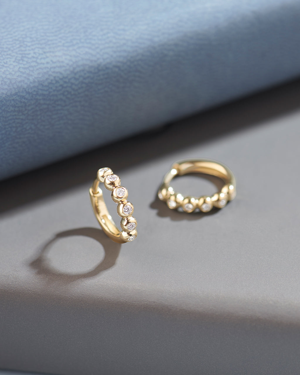 Bezel-Set Diamond Hoops, 14K Solid Gold, 1/6 ct Lab Grown Diamond-5