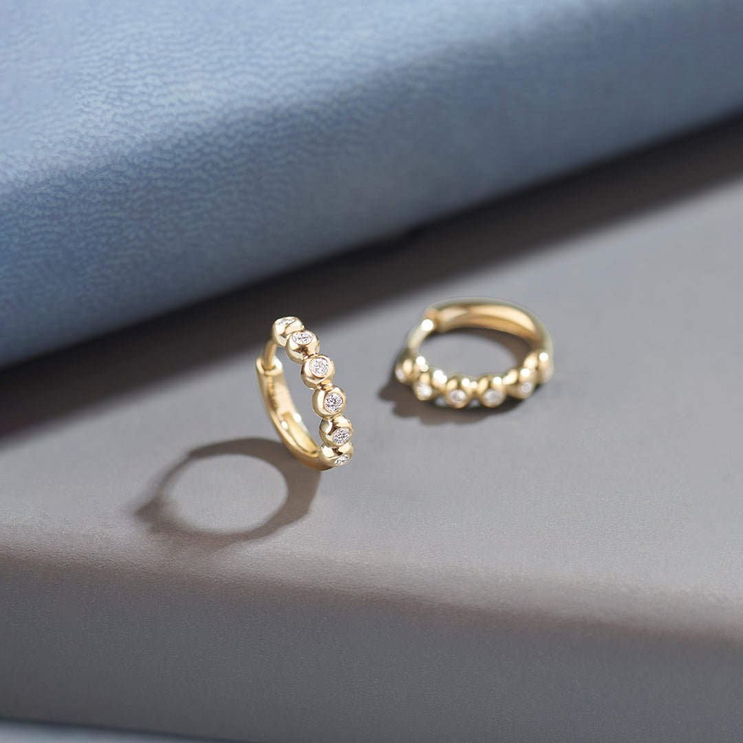 Bezel-Set Diamond Hoops, 14K Solid Gold, 1/6 ct Lab Grown Diamond-1