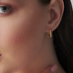 Bezel-Set Diamond Hoops, 14K Gold Vermeil, 1/6 ct Lab Grown Diamond-2