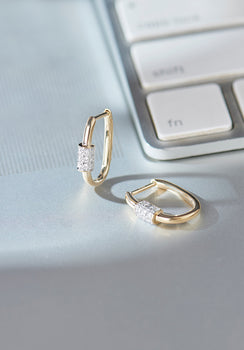 Twirl Diamond Hoops, 14K Gold Vermeil, 1/5 ct Lab Grown Diamond-1