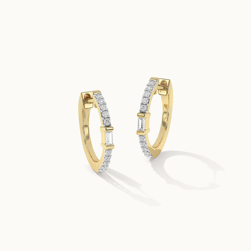 Slender Diamond Hoops, 14K Gold Vermeil, 1/4 ct Lab Grown Diamond-3