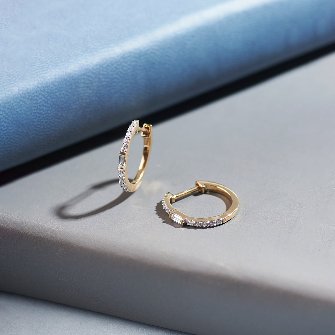 Slender Diamond Hoops, 14K Gold Vermeil, 1/4 ct Lab Grown Diamond-1