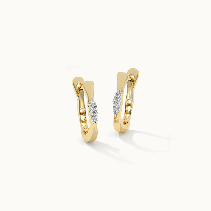 Trio Small Diamond Hoops, 14K Solid Gold, 1/10 ct Lab Grown Diamond-3