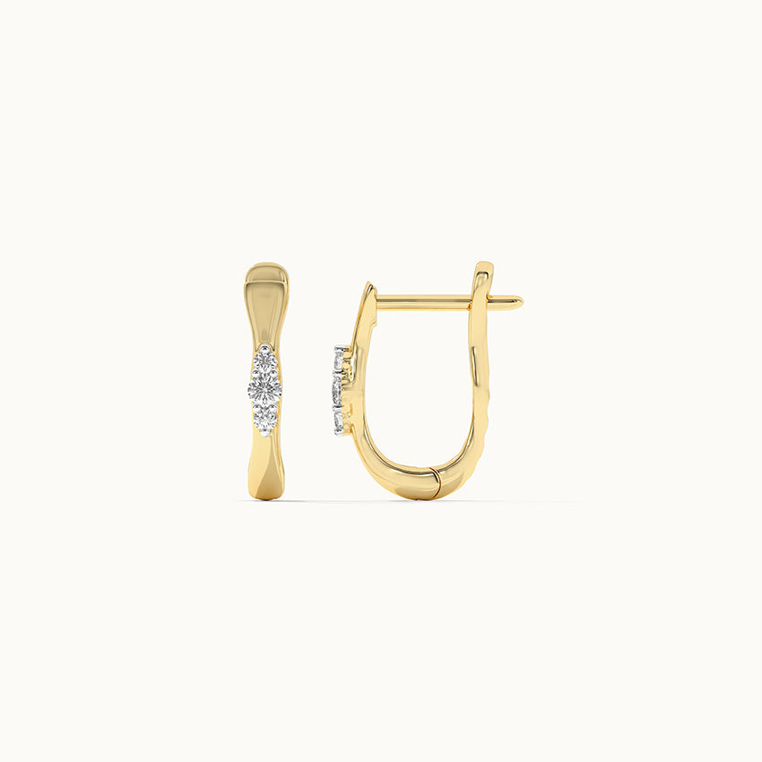 Trio Small Diamond Hoops, 14K Solid Gold, 1/10 ct Lab Grown Diamond-7