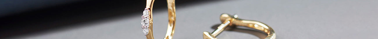 Trio Small Diamond Hoops, 14K Solid Gold, 1/10 ct Lab Grown Diamond-1