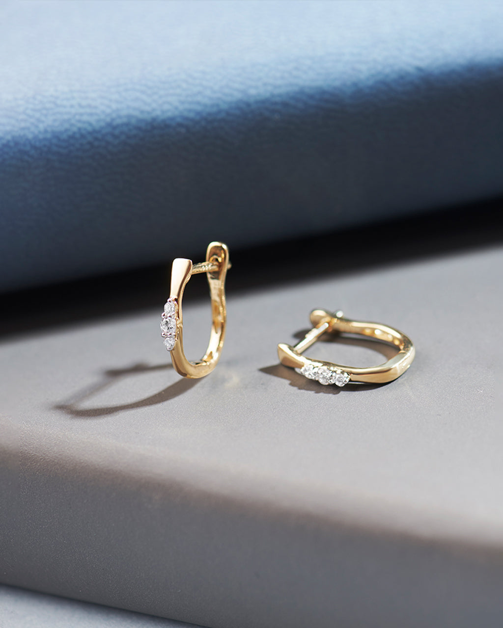 Trio Small Diamond Hoops, 14K Solid Gold, 1/10 ct Lab Grown Diamond-6
