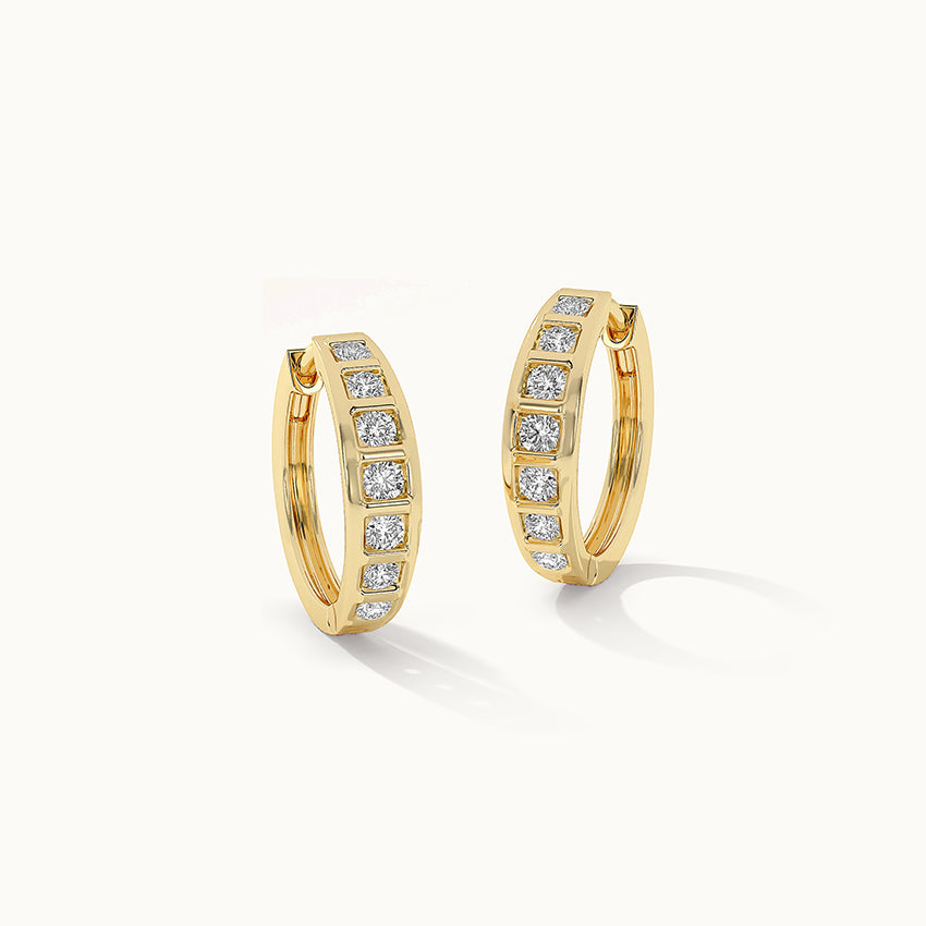 Ladder Diamond Hoops, 14K Solid Gold, 1/2 ct Lab Grown Diamond-3