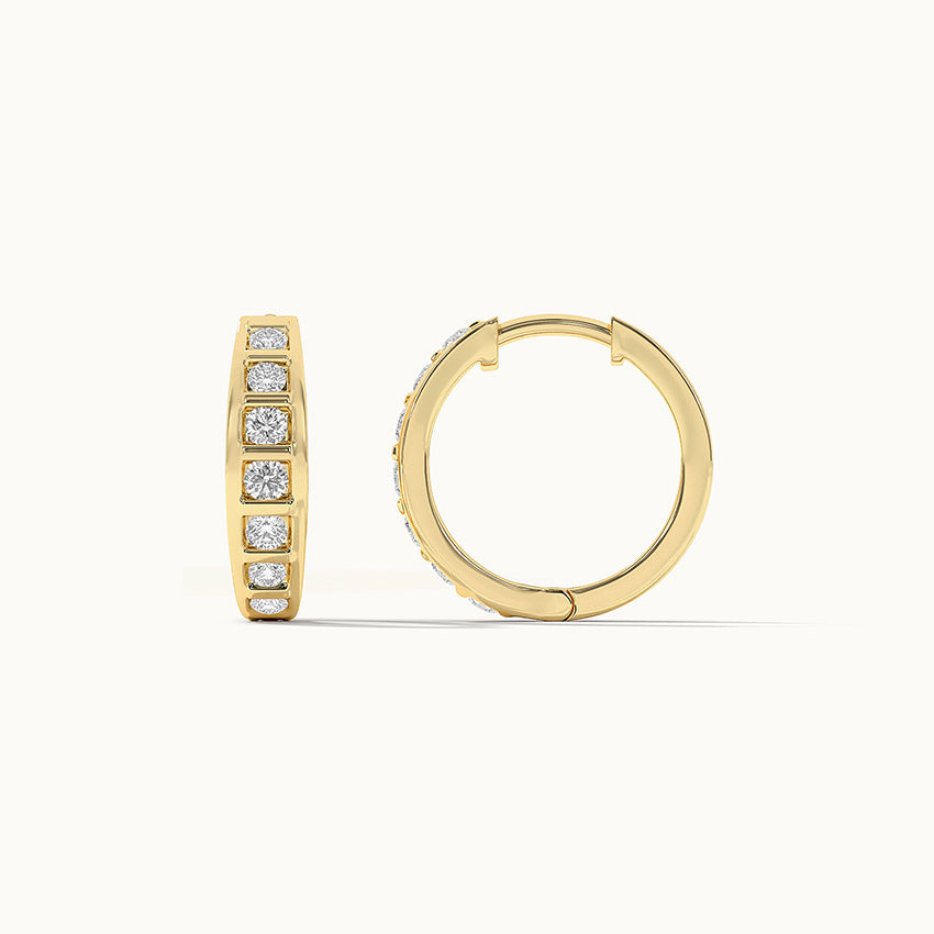 Ladder Diamond Hoops, 14K Solid Gold, 1/2 ct Lab Grown Diamond-6