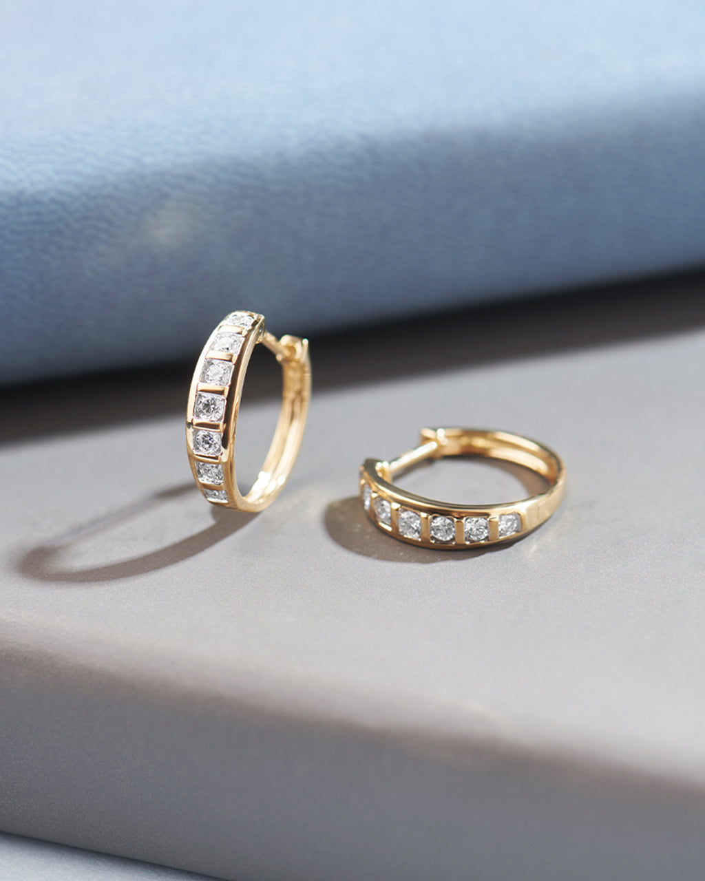 Ladder Diamond Hoops, 14K Solid Gold, 1/2 ct Lab Grown Diamond-5