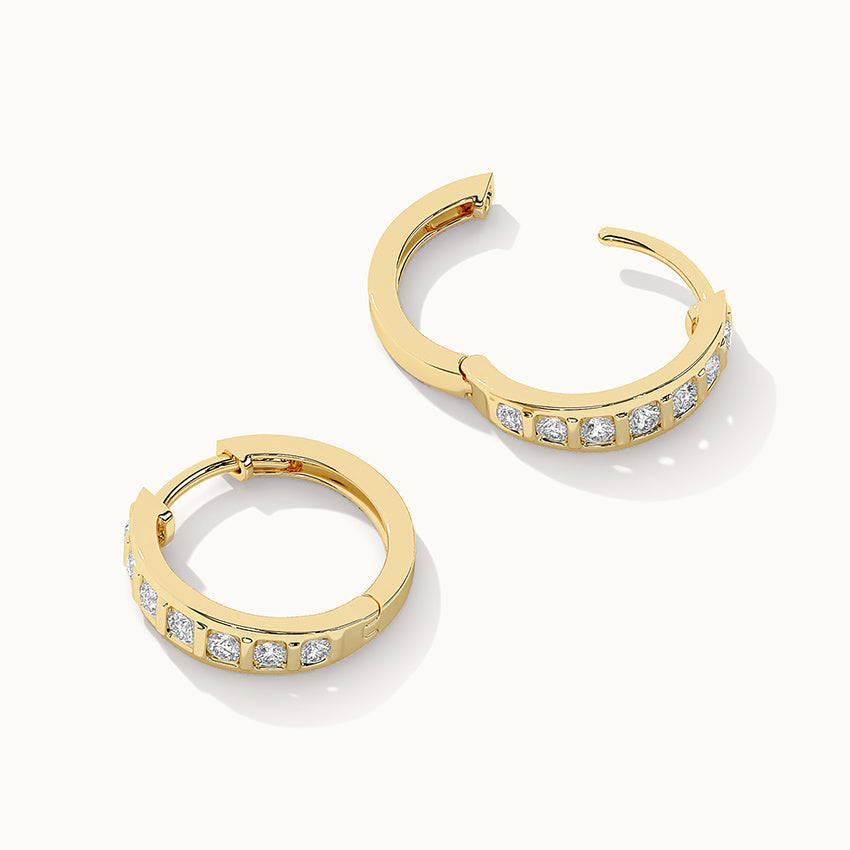 Ladder Diamond Hoops, 14K Solid Gold, 1/2 ct Lab Grown Diamond-7
