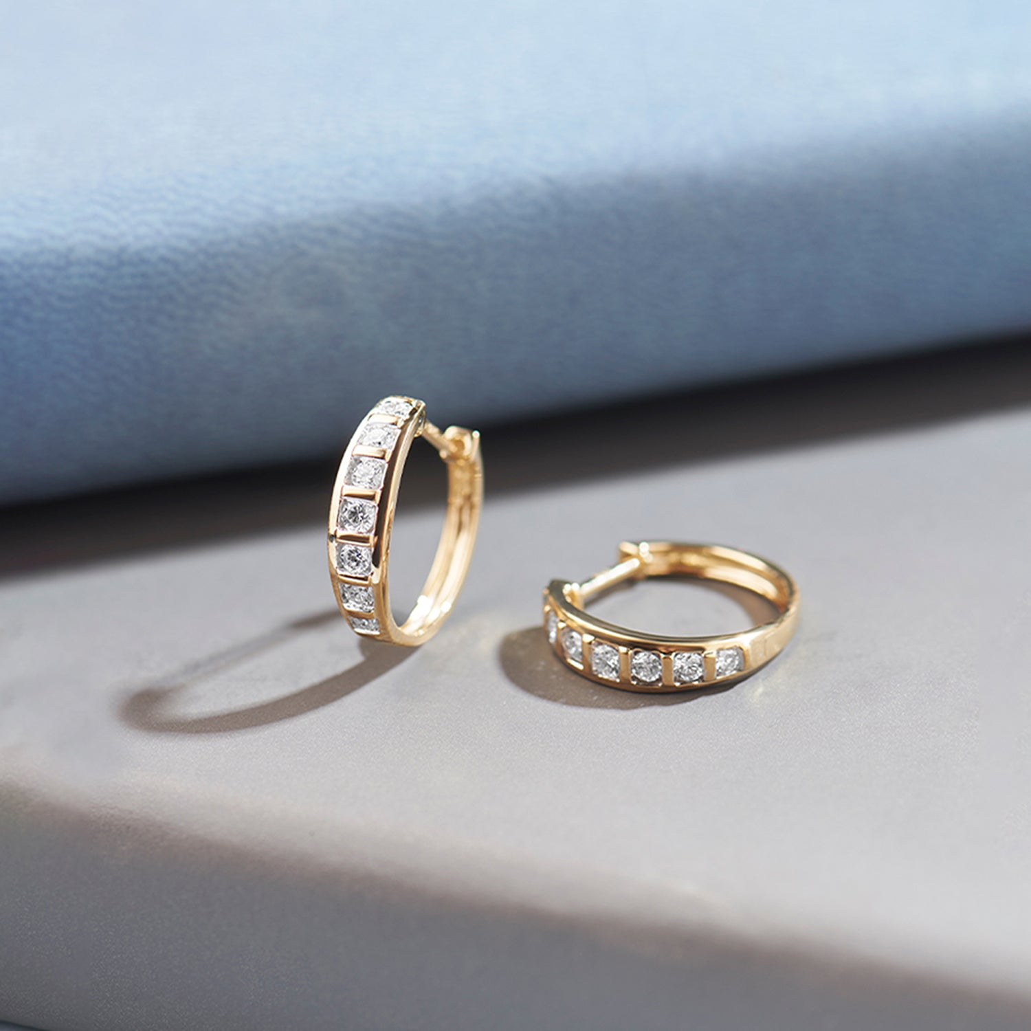 Ladder Diamond Hoops, 14K Solid Gold, 1/2 ct Lab Grown Diamond-1