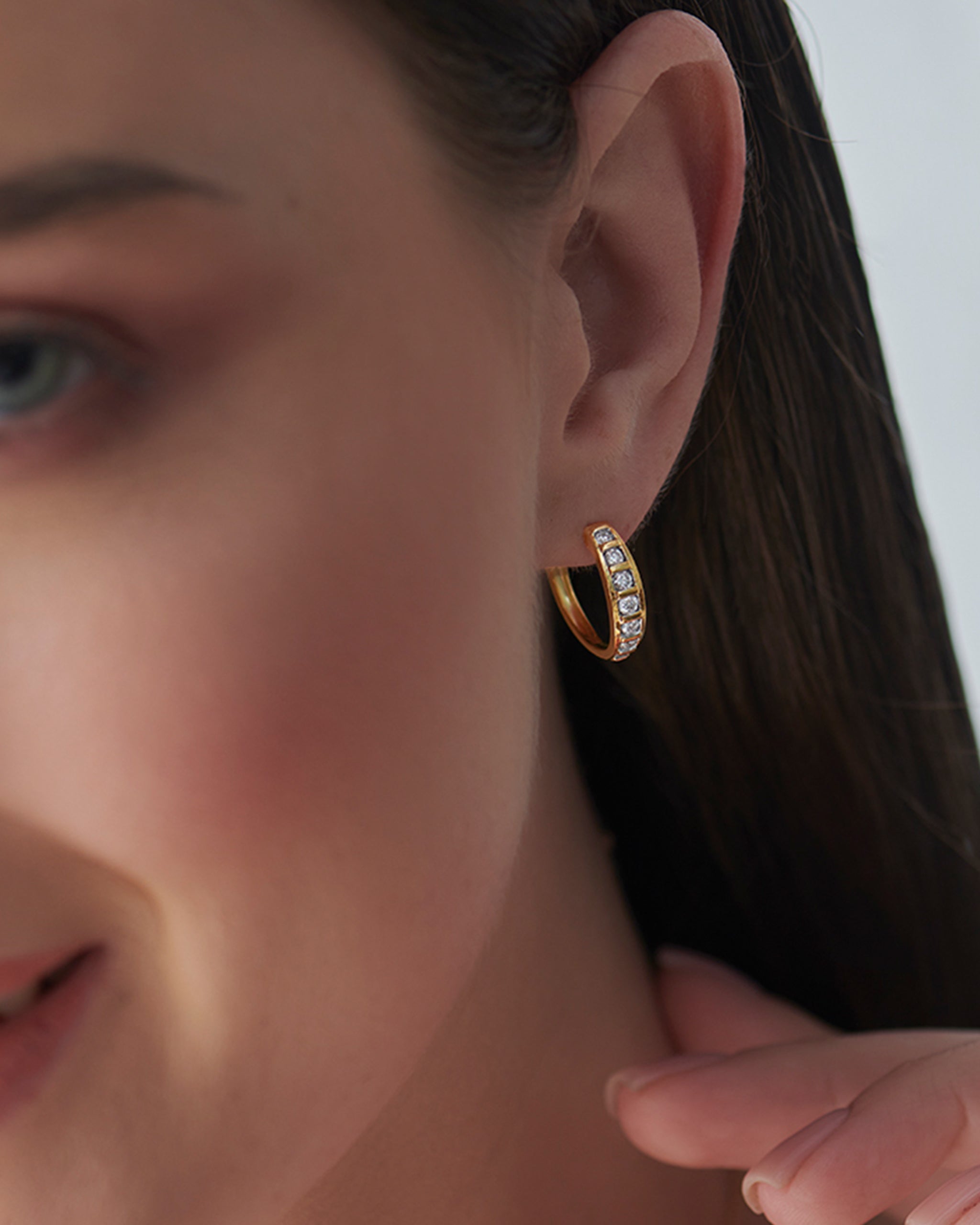 Ladder Diamond Hoops, 14K Gold Vermeil, 1/2 ct Lab Grown Diamond-2