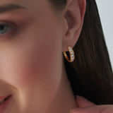 Ladder Diamond Hoops, 14K Solid Gold, 1/2 ct Lab Grown Diamond-2