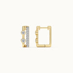 Duo Rectangle Diamond Hoops, 14K Gold Vermeil, 1/2 ct Lab Grown Diamond-6