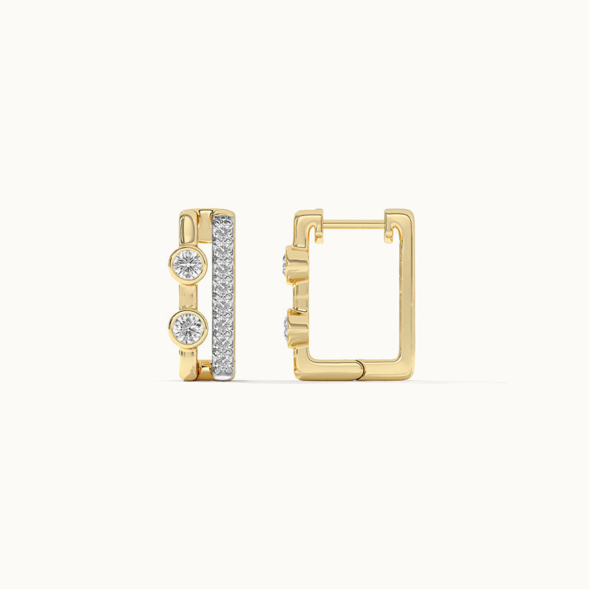 Duo Rectangle Diamond Hoops, 14K Gold Vermeil, 1/2 ct Lab Grown Diamond-6