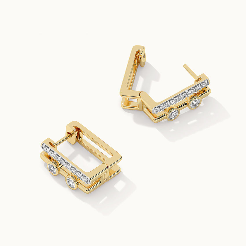 【HYERES LOR】ETRIVE 14K dual hoop earring M Greca Hoop Earrings - 14K Gold - GREEK ROOTS