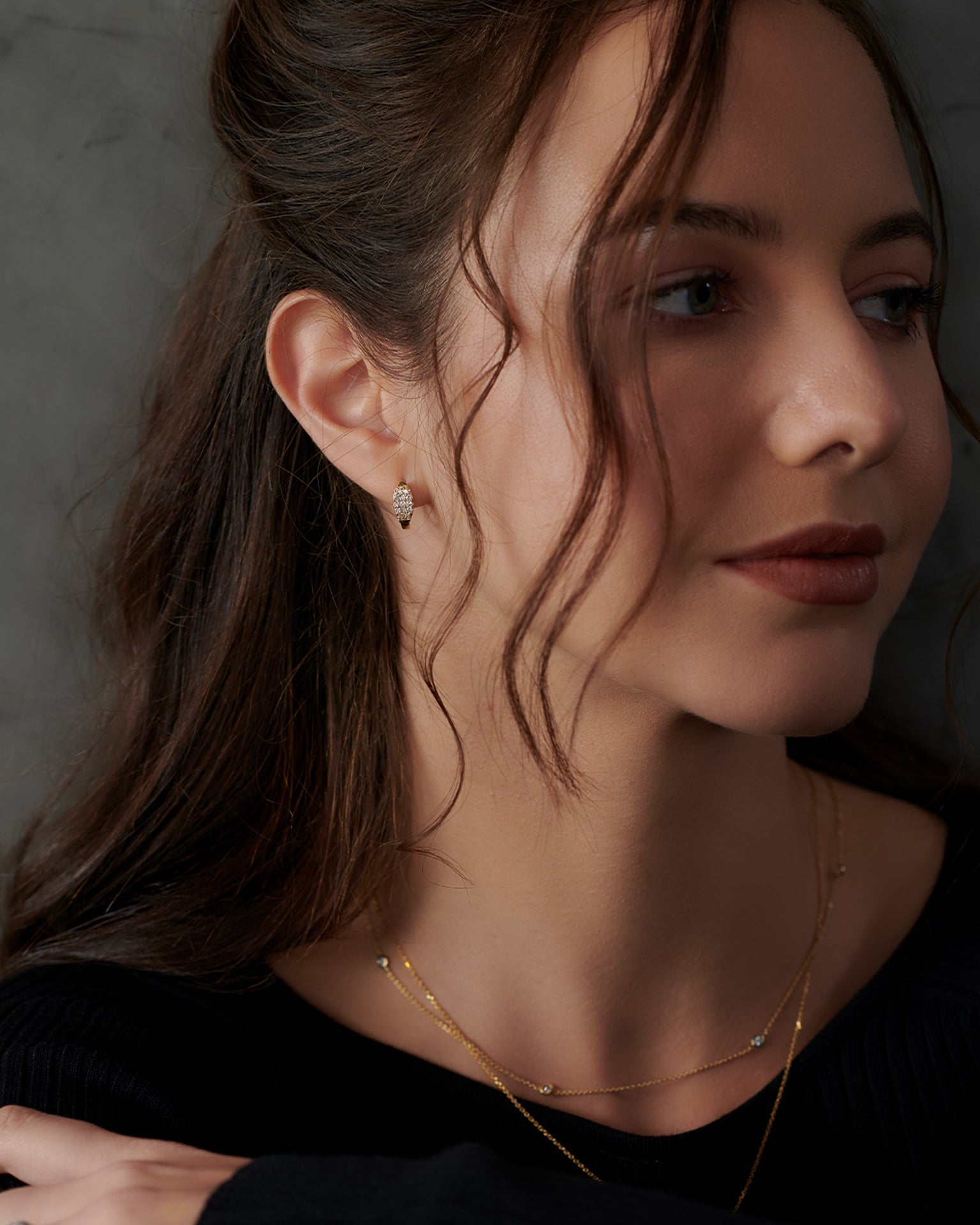 Petal Diamond Hoops, 14K Solid Gold, 1/3 ct Lab Grown Diamond-5