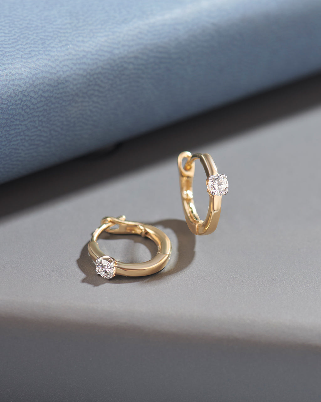 Small Single Diamond Hoops, 14K Gold Vermeil, 1/4 ct Lab Grown Diamond-5