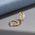 Small Single Diamond Hoops, 14K Gold Vermeil, 1/4 ct Lab Grown Diamond-5