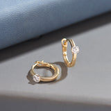Small Single Diamond Hoops, 14K Gold Vermeil, 1/4 ct Lab Grown Diamond-5