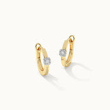 Small Single Diamond Hoops, 14K Gold Vermeil, 1/4 ct Lab Grown Diamond-3