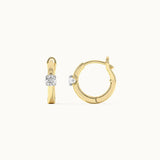 Small Single Diamond Hoops, 14K Gold Vermeil, 1/4 ct Lab Grown Diamond-6