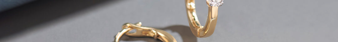Small Single Diamond Hoops, 14K Gold Vermeil, 1/4 ct Lab Grown Diamond-1