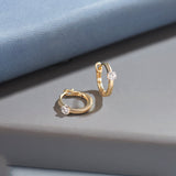 Small Single Diamond Hoops, 14K Gold Vermeil, 1/4 ct Lab Grown Diamond-1