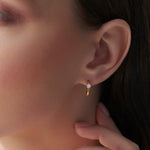 Small Single Diamond Hoops, 14K Gold Vermeil, 1/4 ct Lab Grown Diamond-2