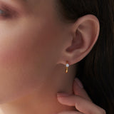 Small Single Diamond Hoops, 14K Gold Vermeil, 1/4 ct Lab Grown Diamond-2