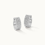 Three Row Diamond Hoops, Sterling Silver, 1/1 ct Lab Grown Diamond-3