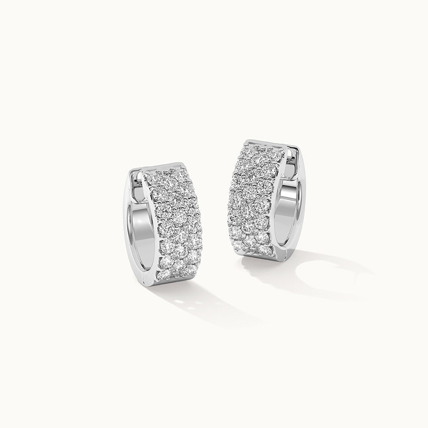 Three Row Diamond Hoops, Sterling Silver, 1/1 ct Lab Grown Diamond-3