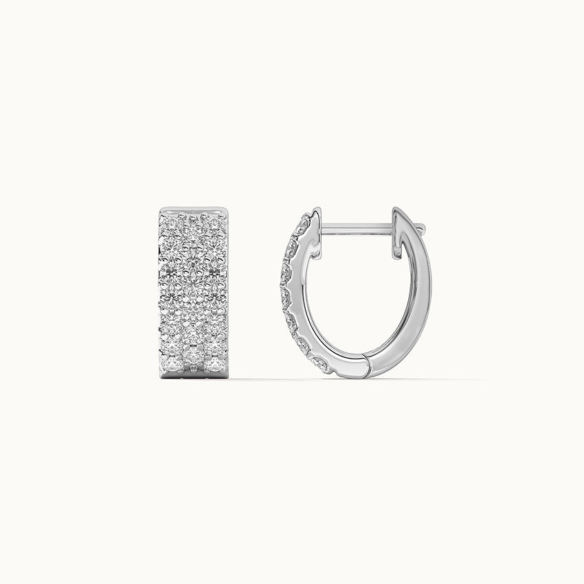 Three Row Diamond Hoops, Sterling Silver, 1/1 ct Lab Grown Diamond-7