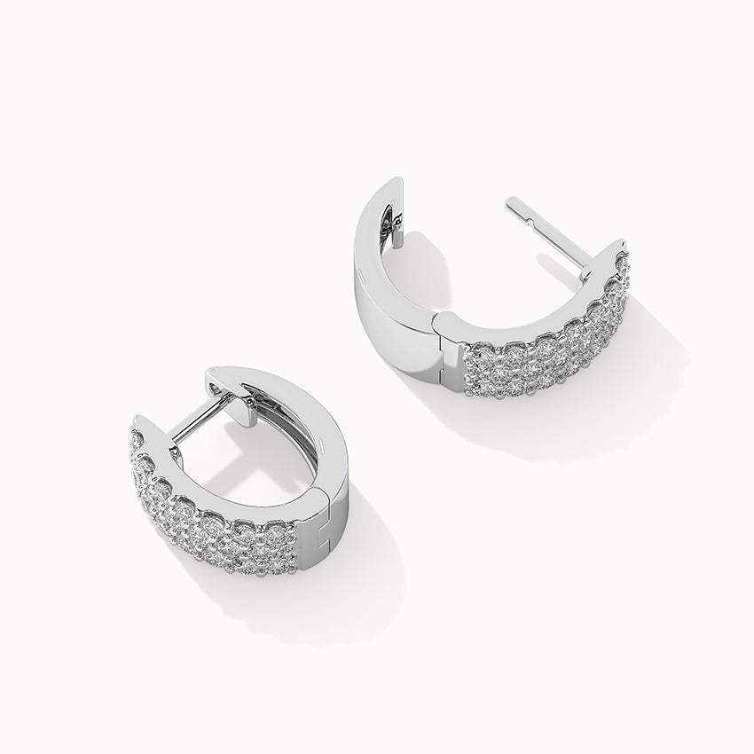 Three Row Diamond Hoops, Sterling Silver, 1/1 ct Lab Grown Diamond-8