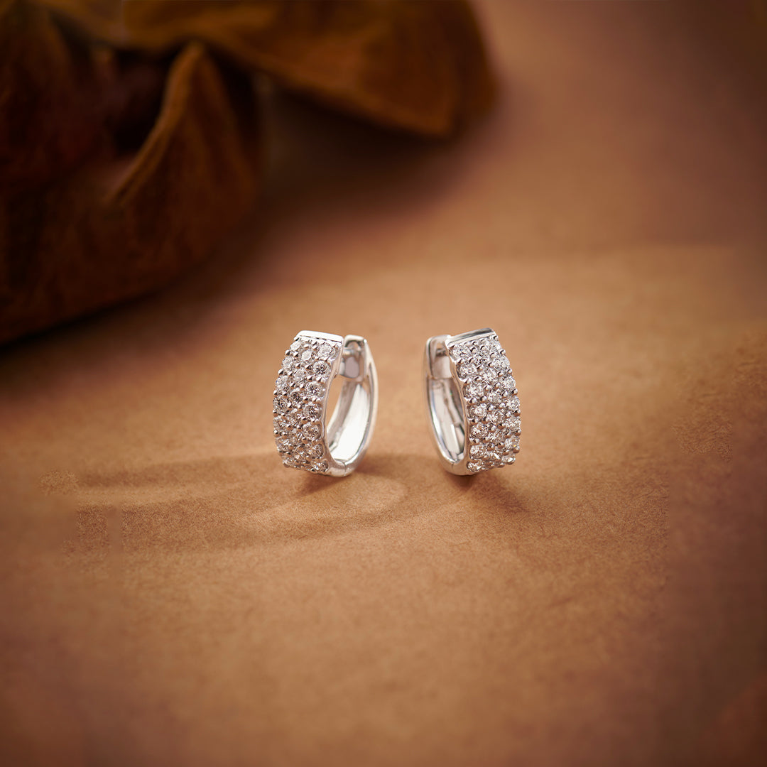 Three Row Diamond Hoops, Sterling Silver, 1/1 ct Lab Grown Diamond-1