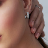 Three Row Diamond Hoops, Sterling Silver, 1/1 ct Lab Grown Diamond-2