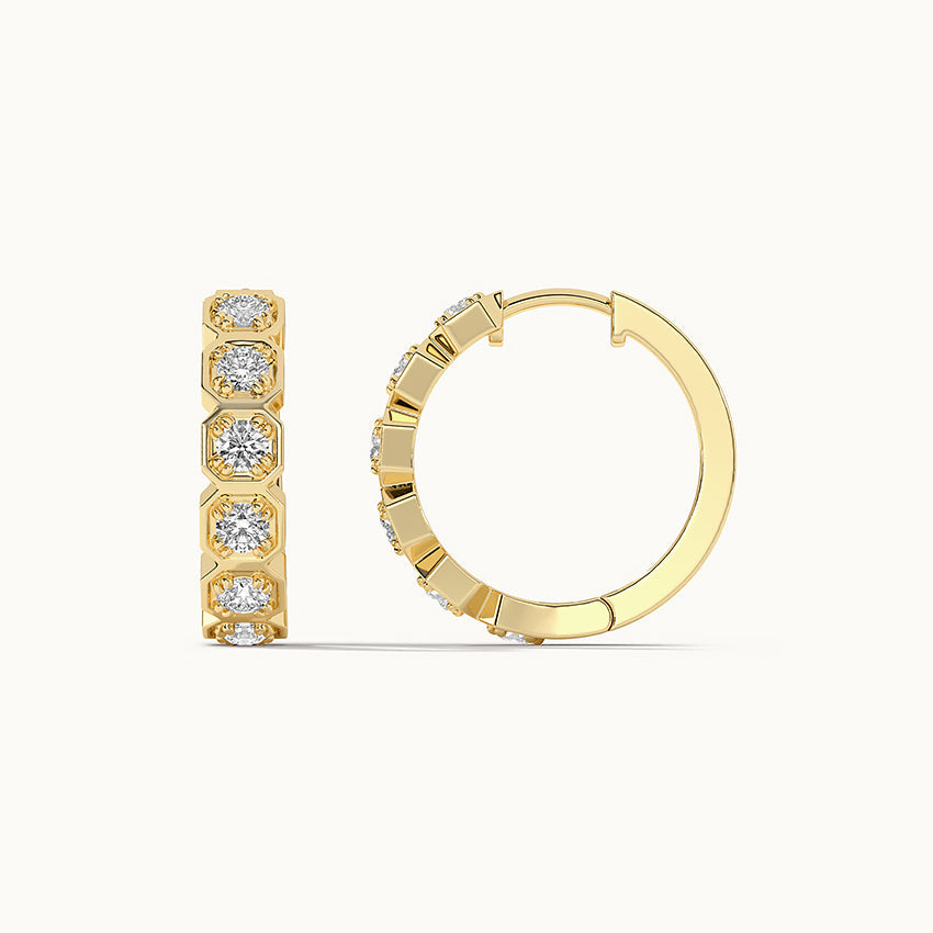 Boxed Diamond Hoops, 14K Gold Vermeil, 1 ct Lab Grown Diamond-7